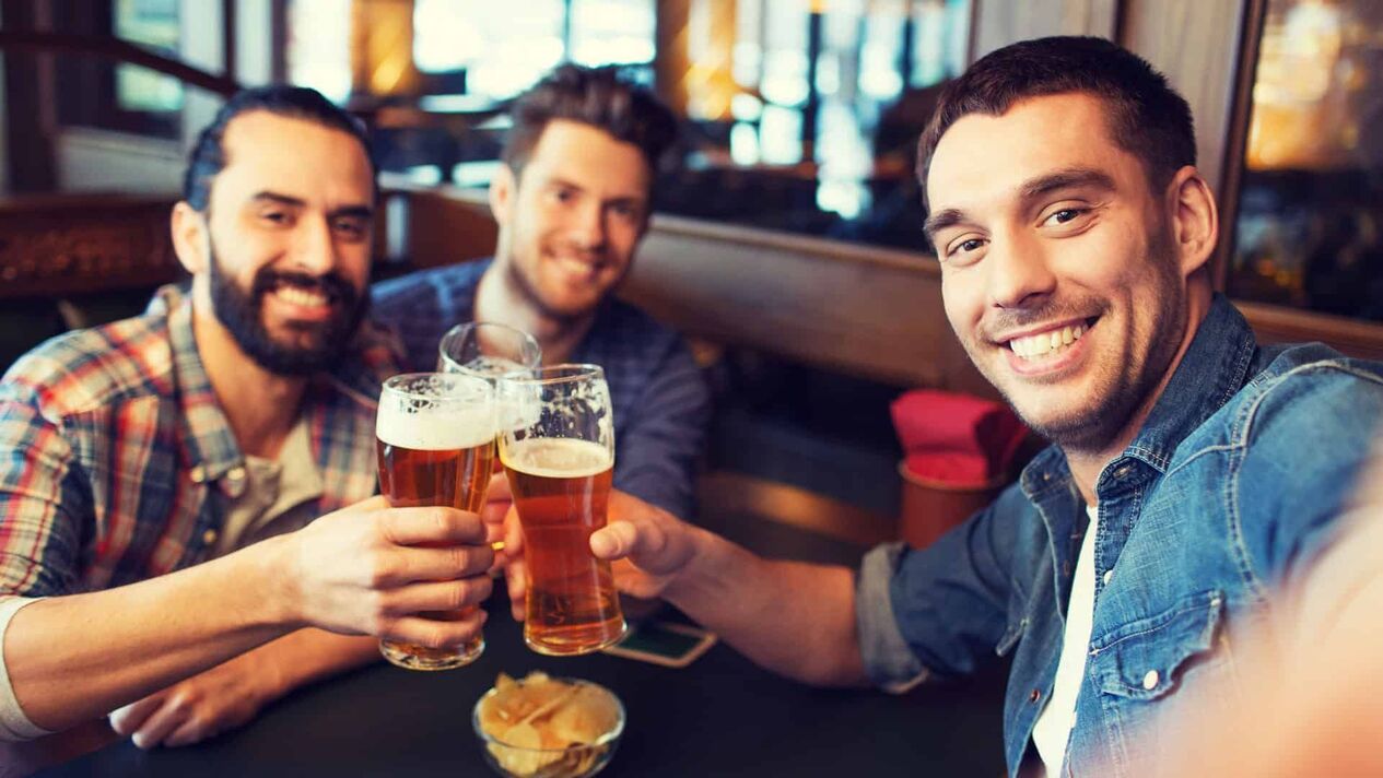 men drink with friends